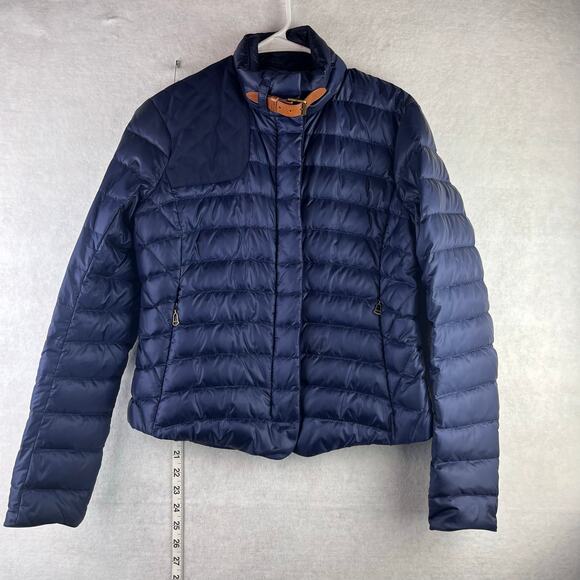 Ralph Lauren Sport Women 4 Duck Down Puffer Jacker Blue Quilt Buckle Collar Prep - Picture 1 of 13